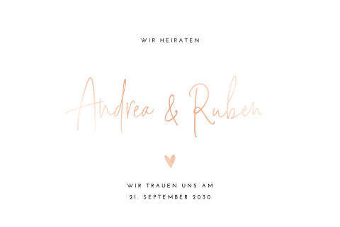 Moderne, schlichte Hochzeitskarte mit schicker Folie