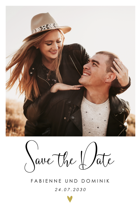 Sehr elegante, minimalistische Save the Date-Karte mit Foto