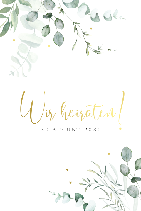 Schöne Hochzeitseinladung mit Eukalyptus