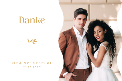 Dankeskarte origineller Form und schlichtem Design in warmen Erdtönen