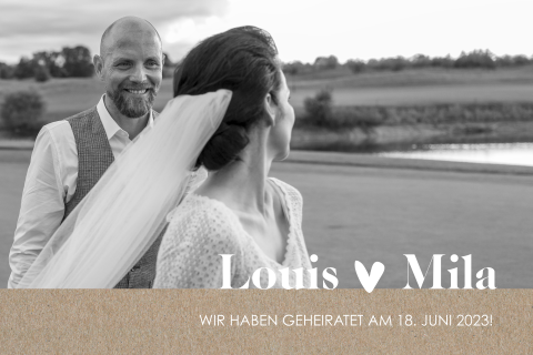 Ansprechende Hochzeitskarte Querformat mit großem Bild