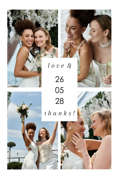Dankeskarte Hochzeit mit 4 Fotos und schlichtem Design