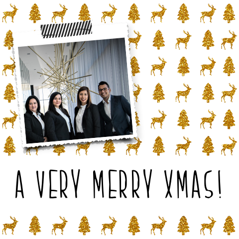 Geschaeftliche Weihnachtskarte mit goldenen Rentieren und foto