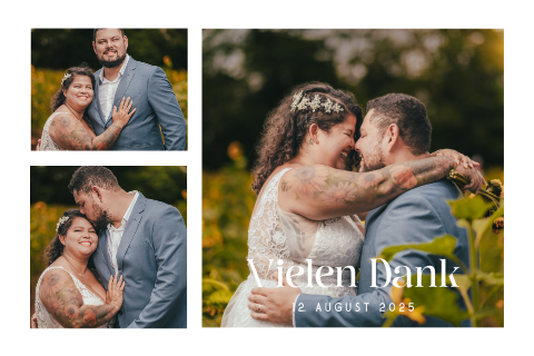 Danksagungskarte mit drei Fotos