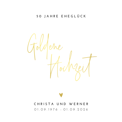 Elegante Einladung zur goldenen Hochzeit mit Goldfolie