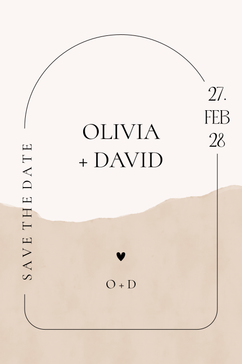 Stilvolle Save the Date Karte mit beigem Aquarell Element