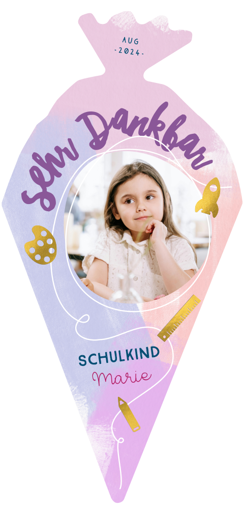Dankeskarte Einschulung Schultüte Mädchen