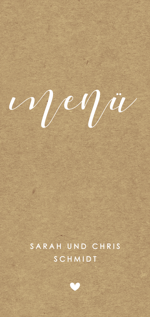 Elegante Menükarte mit Kraftlook und Herz