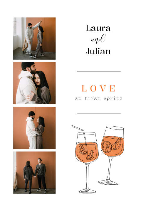 Sommerliche Einladung zur Hochzeit im Aperol Spritz - Stil