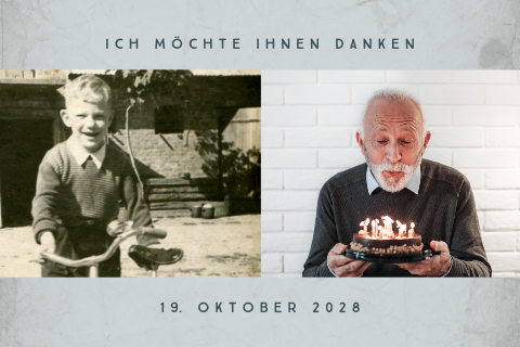 Nostalgische Dankeskarte zum Geburtstag mit Foto