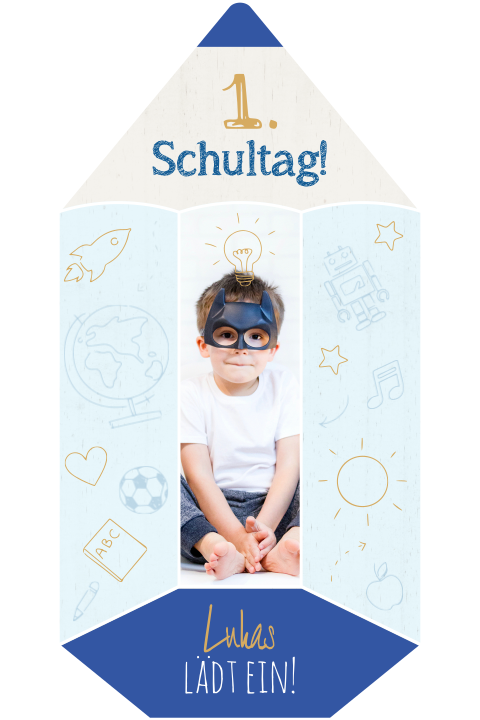 Endlich Erstklässler - Einladung zur Einschulung Bleistiftform Foto