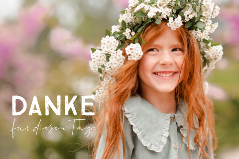 Elegante Dankeskarte Kommunion mit großem Foto