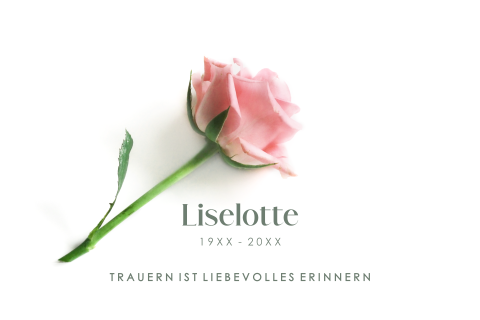 Trauerdanksagung mit Rose im Fotolook