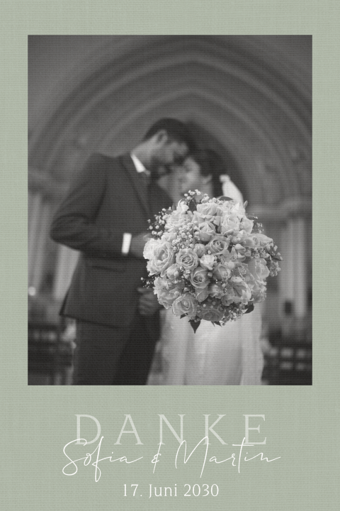 Grüne magnetische Dankeskarte Hochzeit mit Foto