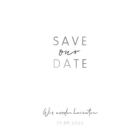 Stilvolle Save our Date-Karte mit edlem Foliendruck