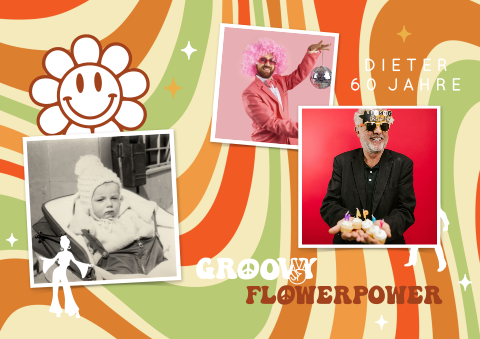 Tischset für 60. Geburtstag im Flower Power Stil