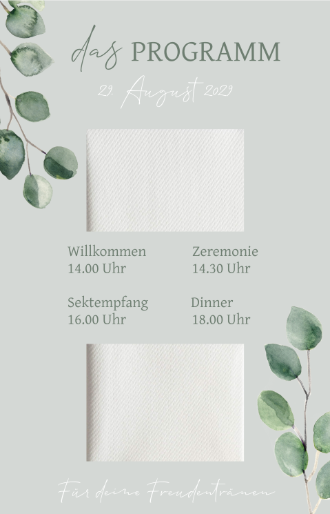 Tagesablauf Einsteckkarte mit Eukalyptuszweigen | 2 Stück