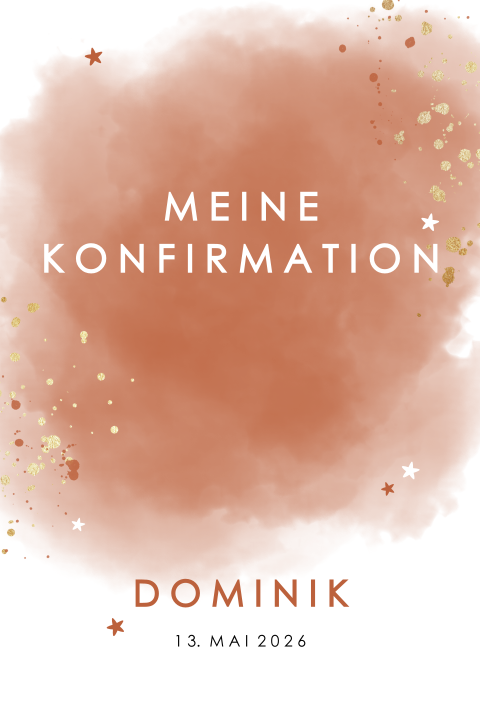 Einladung zur Konfirmation im Rot-Gold-Look