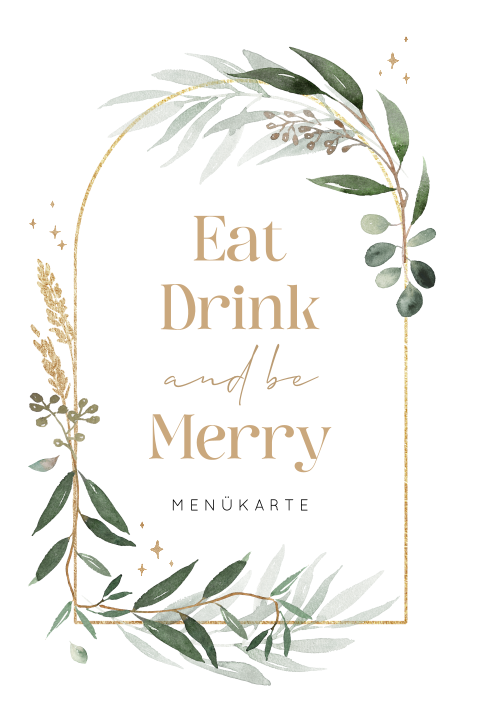 Weihnachtsmenü-Karte im botanischen Stil