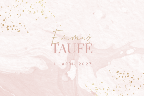 Einladung zur Taufe im Aquarelllook mit Goldelementen