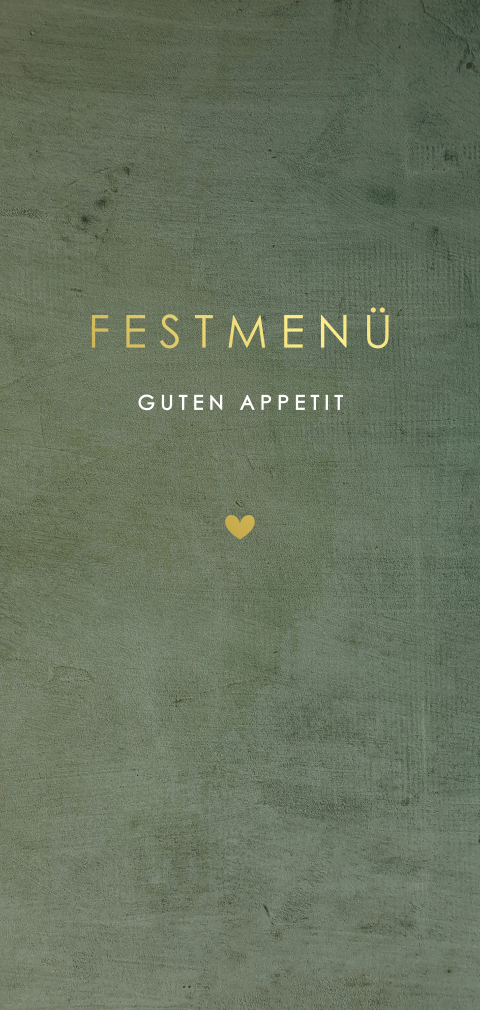 Dezente Menükarte mit elegantem Hintergrund und Goldfolie