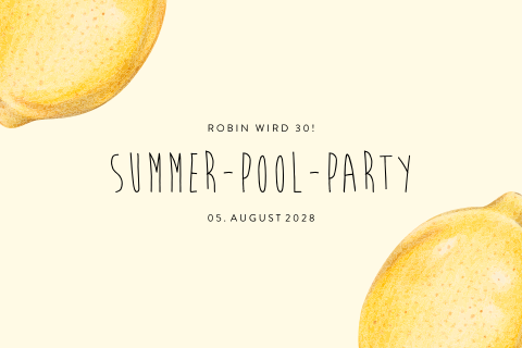 Sommerliche Geburtstagseinladung mit runden Ecken und Zitronen