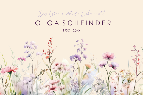 Danksagung Trauerkarte mit Wildblumen in Pastellfarben