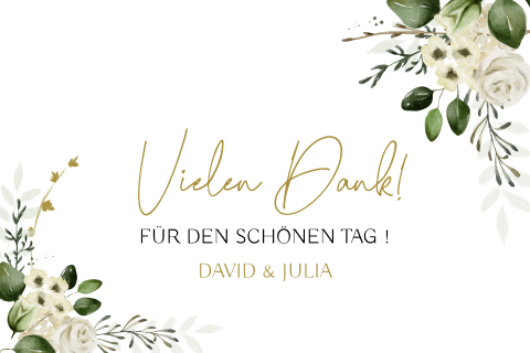 Dankeskarte Hochzeit mit romantischen Blumen