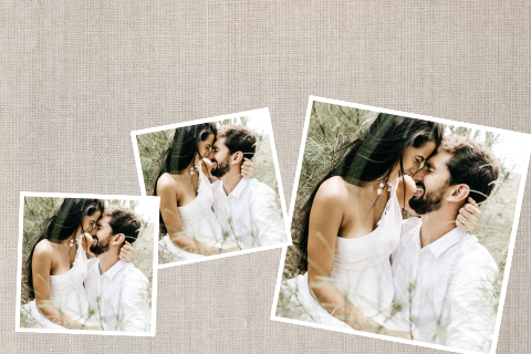 Hochzeit-Dankeskarte mit Fotos und Leinenlook