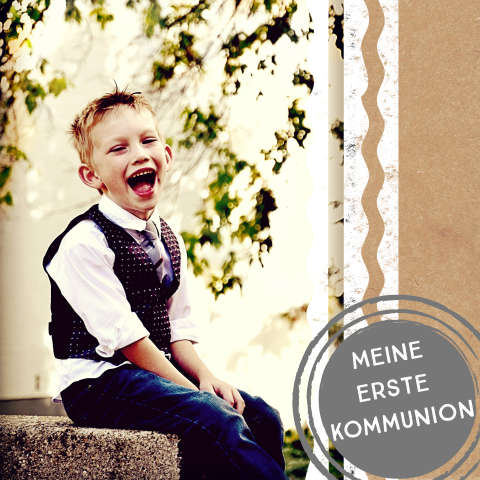 Ansprechende Einladung zur Kommunion mit großem Foto