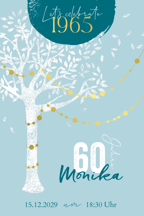 Gartenparty-Einladung mit Fotos und Goldfolie