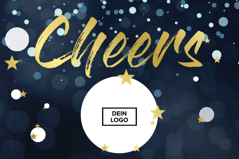 Geschäftliche Weihnachtskarte in Dunkelblau mit Goldfolie