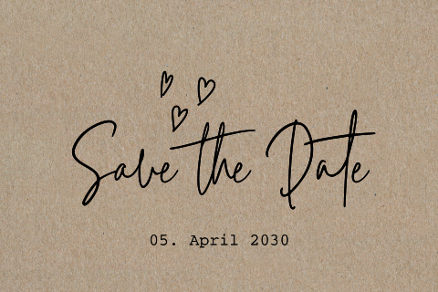 Kraftpapier Save the date karte mit Herzen
