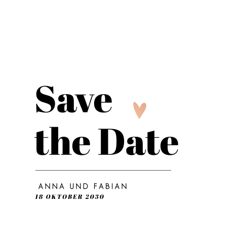 Moderne Save-the-Date-Karte mit Roségoldfolie-Herz