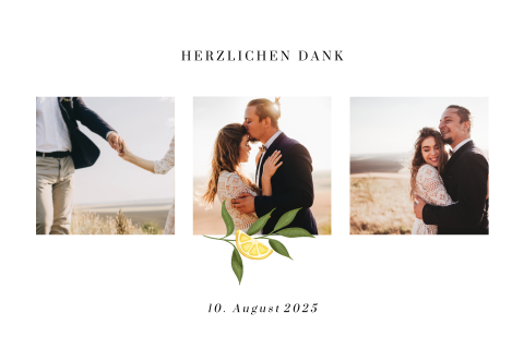 Sommerliche Dankeskarte mit Fotos und Zitronen