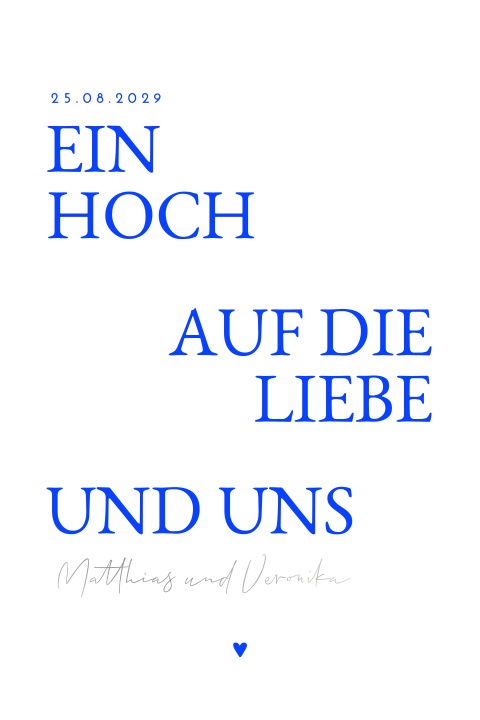 Moderne Einladung zur Hochzeit mit Herzen und eigenen Bildern