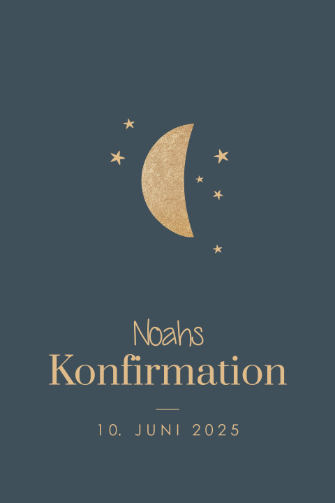 Einladung zur Konfirmation Goldener Mond & Sterne