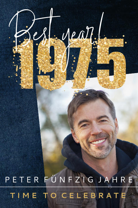 Glamouröse Einladung zum 50. Geburtstag mit goldener Jahreszahl