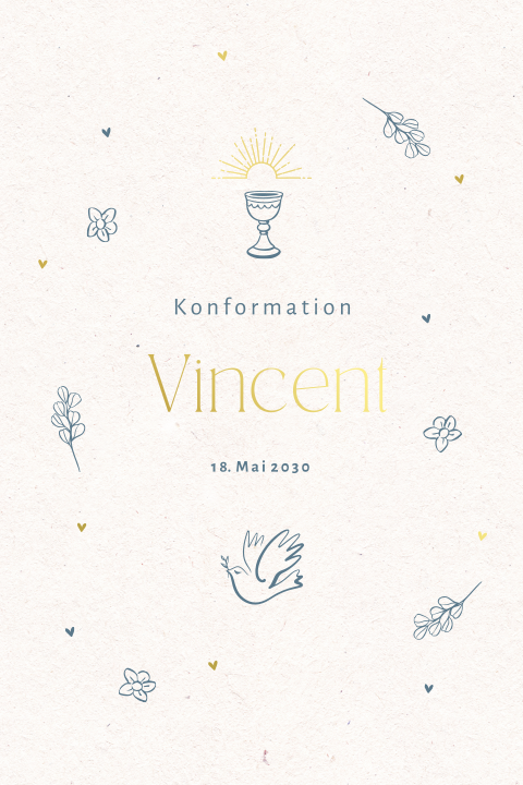 Stilvolle Einladung zur Konfirmation mit Linienzeichnungen