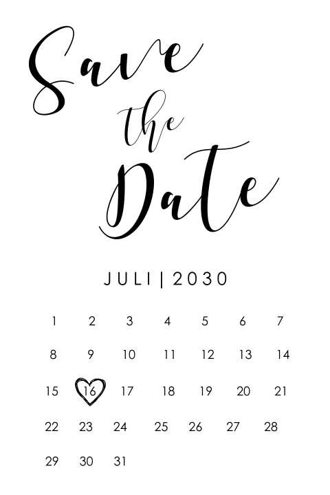 Save the Date Karte mit Kalender und Polaroidfoto