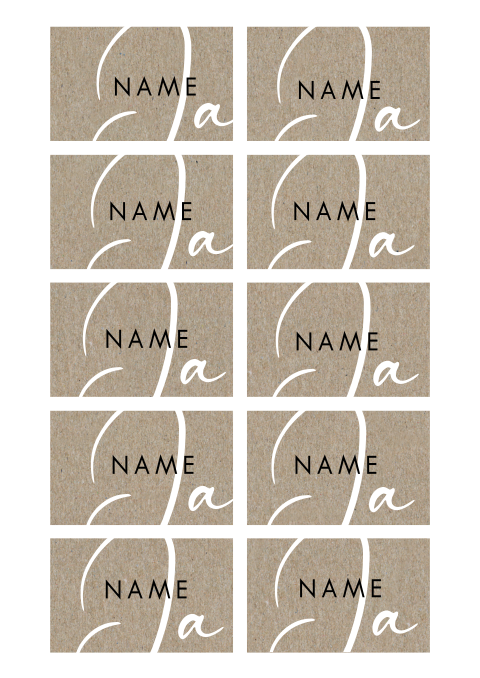 Namenskarten mit Ja in Weiß auf Kraftlook