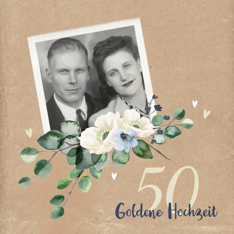 Nostalgische Einladung zur Goldenen Hochzeit mit Foto, Kraftlook