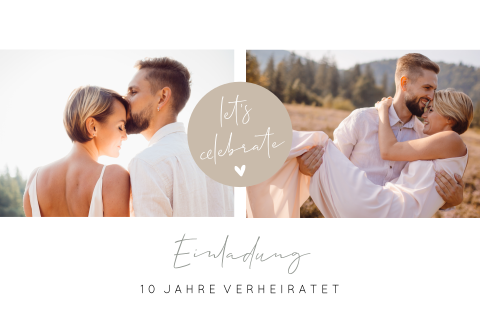 Einladung zum 10-jährigen Jubiläum mit Fotos im Querformat