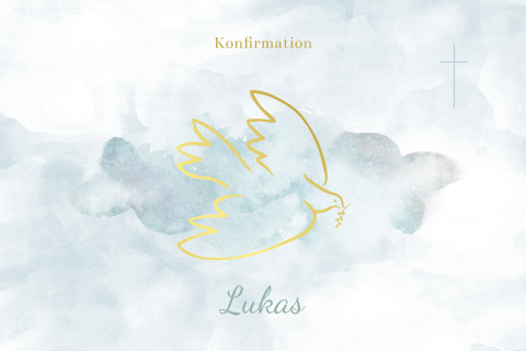 Karte zur Konfirmation mit Taube in Goldfolie