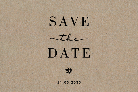 Doppelseitige Save the Date-Karte auf Kraftpapier