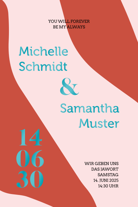 Hochformat Hochzeitskarte Moderne Formen