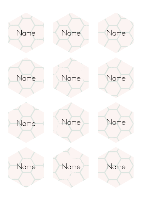 Hexagon Namenskarten | 5x6 CM | 12 Stück