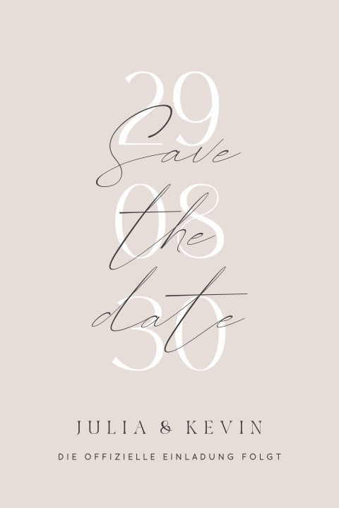 Save the Date Karte in stilvollem Beige mit Datum