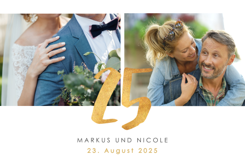 Einladung zur Silberhochzeit mit 2 Foto's
