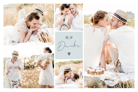 Romantische Dankeskarte Postkarte Hochzeit mit großem Foto